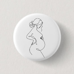 Modern Maternity Profile Baby Shower Favor Button