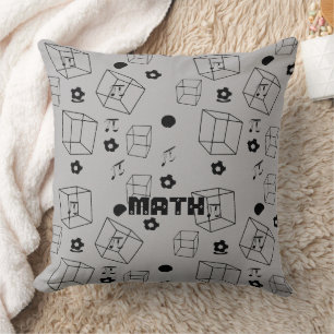 Modern Math Pattern Black and Grey Throw Pillow