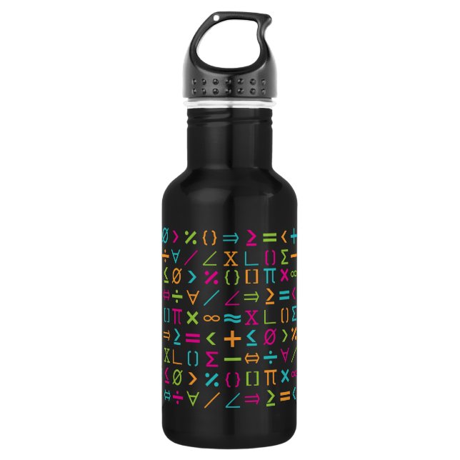 Modern Math Signs & Symbols Pattern Stainless Steel Water Bottle (Front)