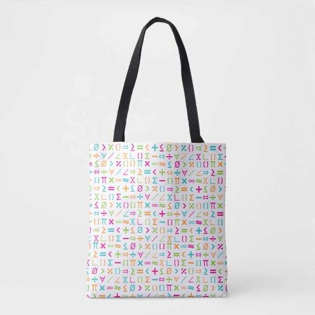 Modern Math Signs & Symbols Pattern Tote Bag (Front)