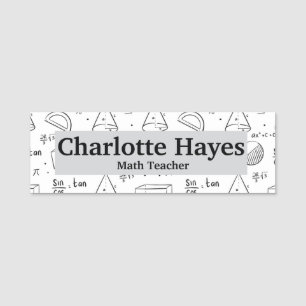 Modern Math Teacher Classic Name Tag