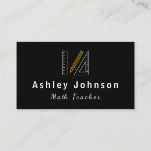 Modern Math Teacher Neon Ruler & Pen Creative Fun  Business Card