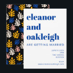 Modern Matisse Botanical Blue Black Wedding Invitation<br><div class="desc">Boho Matisse Botanical Shapes in Black Pink and Blue Wedding Invitation</div>