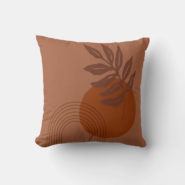 Modern Matisse Inspired Abstract Shapes Terracotta Throw Pillow (Front)