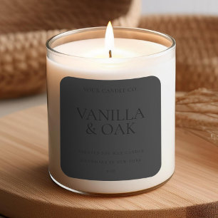 Modern Matte Black Minimal Candle Label