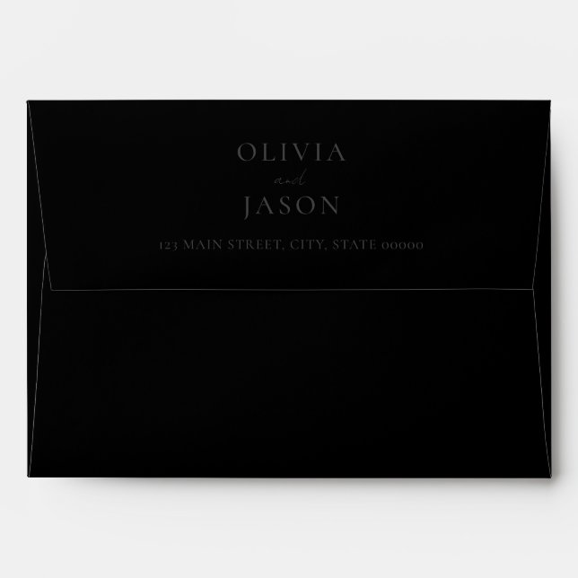 Modern Matte Black Minimal Wedding Envelope (Back (Top Flap))