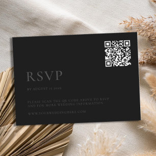 Modern Matte Black Minimal Wedding RSVP Card