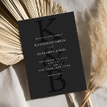 Modern Matte Black Monogram Minimalist Wedding Invitation<br><div class="desc">Easily personalize your wedding invitations with this editable template. Features minimal elegant typography design in matte black color.</div>