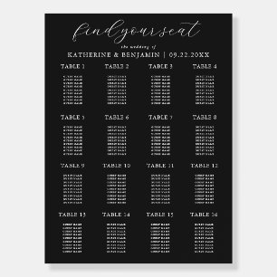 Modern Matte Black Wedding Seating Chart Foam Board