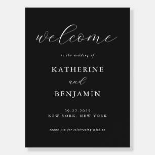 Modern Matte Black Wedding Welcome Foam Board