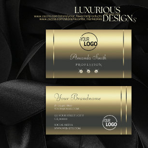 Modern Matte Gold Optics Sparkly Diamonds add Logo Business Card