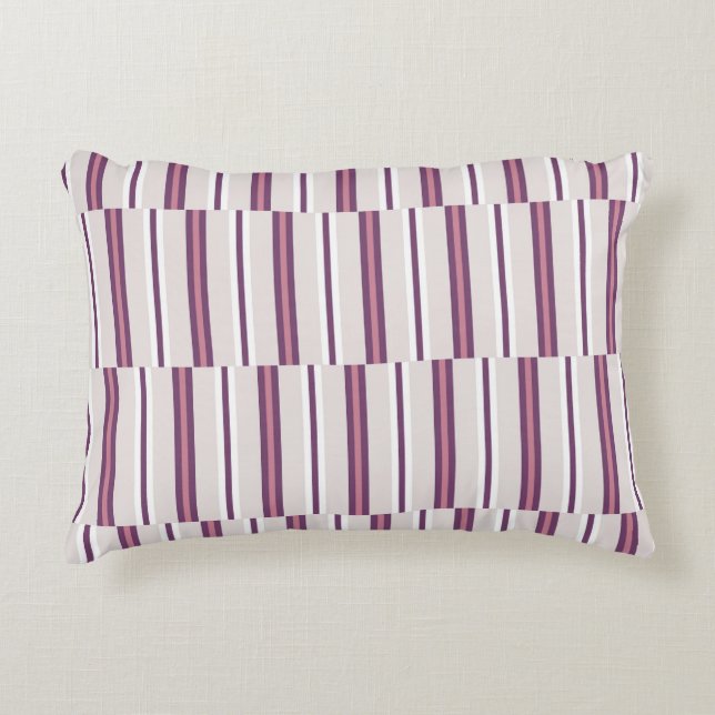 Modern Mauve and Plum Stripe Accent Pillow (Front)