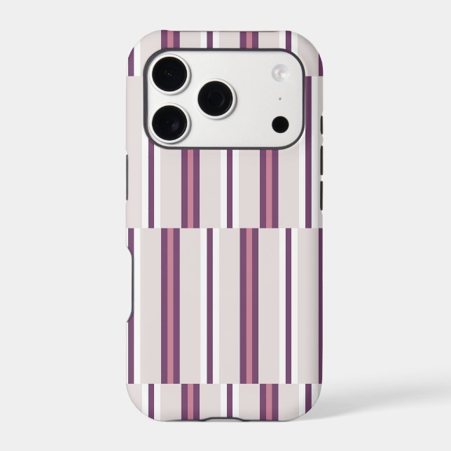 Modern Mauve and Plum Stripe iPhone Case (Back)