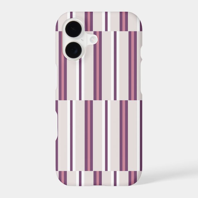 Modern Mauve and Plum Stripe iPhone Case (Back)
