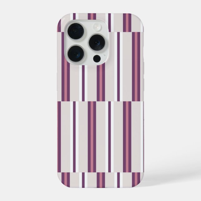 Modern Mauve and Plum Stripe iPhone Case (Back)