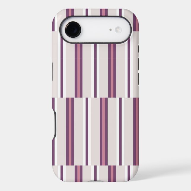 Modern Mauve and Plum Stripe iPhone Case (Back)