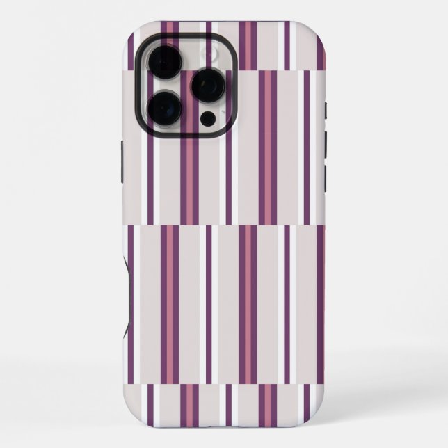 Modern Mauve and Plum Stripe iPhone Case (Back)