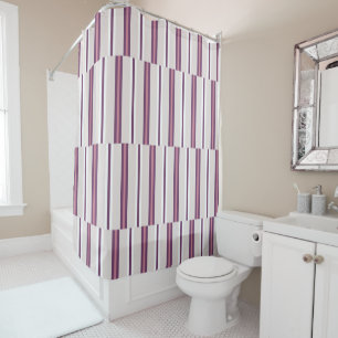 Modern Mauve and Plum Stripe Shower Curtain