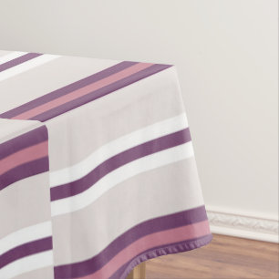 Modern Mauve and Plum Stripe Tablecloth