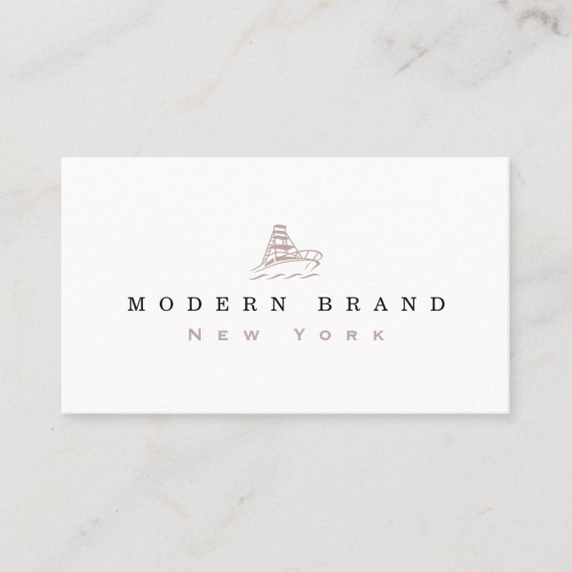 Modern Mauve Black Coastal Boat Brand Business Card (Front)