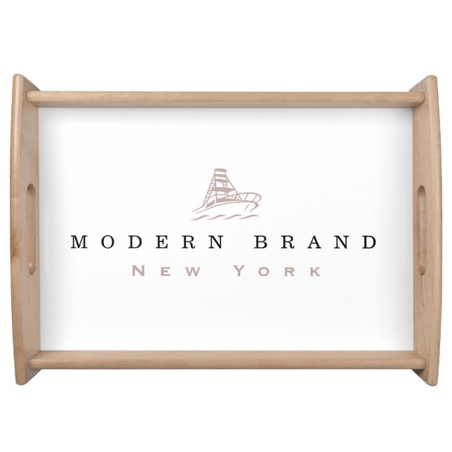 Modern Mauve Black Coastal Boat Brand Serving Tray (Front)