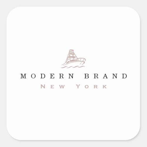 Modern Mauve Black Coastal Boat Brand Square Sticker