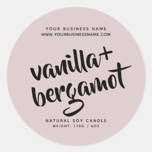 Modern mauve candle product label