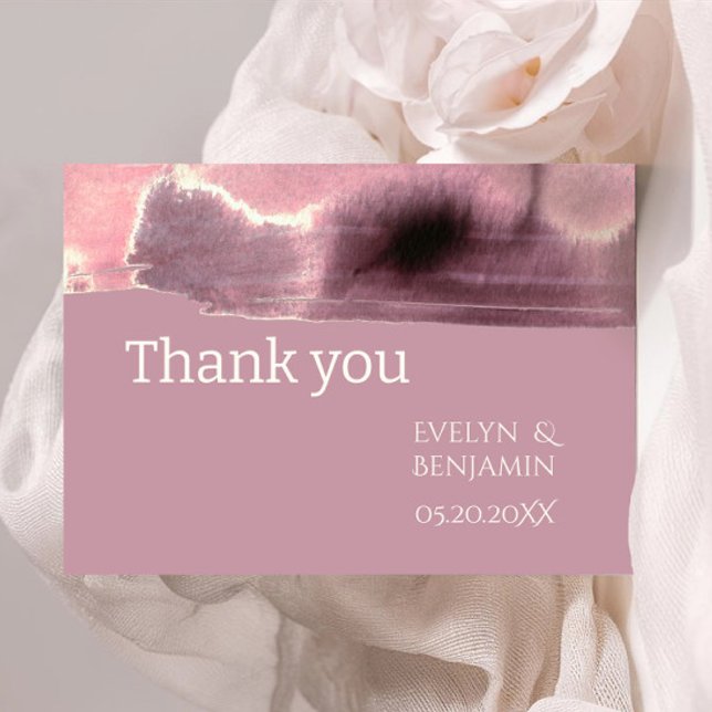 Modern Mauve Dusty Rose  Thank You Card (Creator Uploaded)
