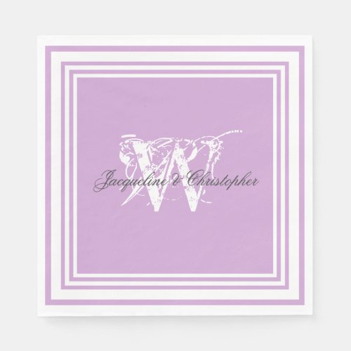 Modern Mauve Elegant Chic Wedding Monogram Paper Napkins