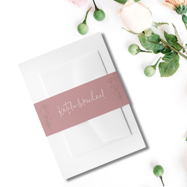 Modern Mauve Floral Wedding Belly Band (Creator Uploaded)