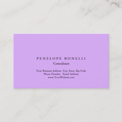 Modern Mauve Mallow Pink Minimalist Consultant Business Card