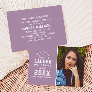 Modern Mauve Photo Graduation Open House Invitation