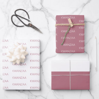 Modern mauve pink and white Kwanzaa Wrapping Paper Sheets