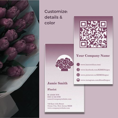 Modern Mauve_Purple Florist Business Card