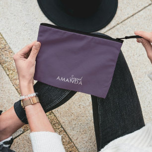 Modern Mauve Purple minimal Neutral Maid of Honor Accessory Pouch