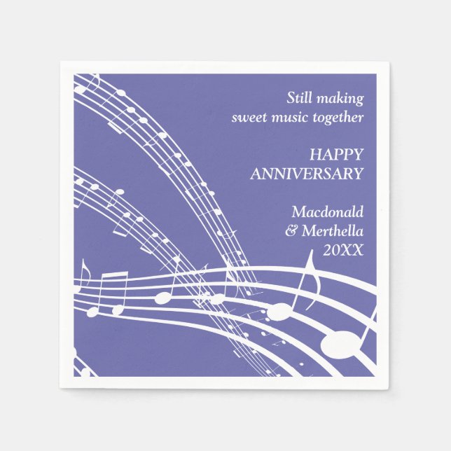 Modern Mauve SWEET MUSIC Anniversary Napkins (Front)