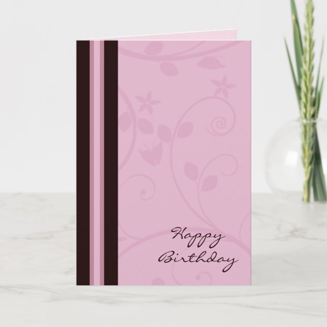 Modern Mauve Swirl Birthday Card (Front)
