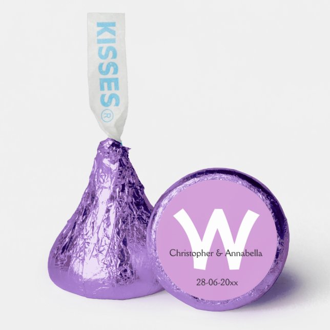 Modern Mauve Wedding Monogram + Names Cool Cute  Hershey®'s Kisses® (Front)