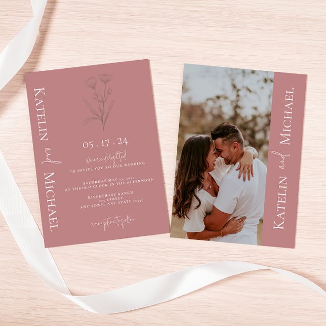 Modern Mauve Wedding Photo Invitation (Creator Uploaded)