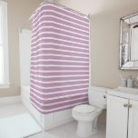 Modern Mauve &amp; White Striped Shower Curtain 