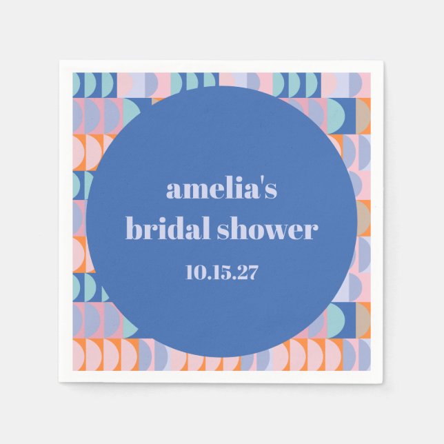 Modern Maximalist Blue Purple Custom Bridal Shower Napkins (Front)