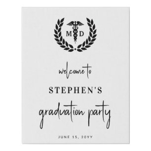Modern MD Doctor of Medicine Graduation Welocme Faux Canvas Print