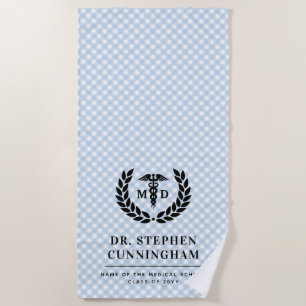 Modern MD Doctor of Medicine Med School Graduation Beach Towel