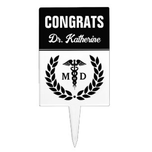 Modern MD Doctor of Medicine Med School Graduation Cake Topper