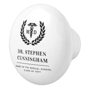 Modern MD Doctor of Medicine Med School Graduation Ceramic Knob