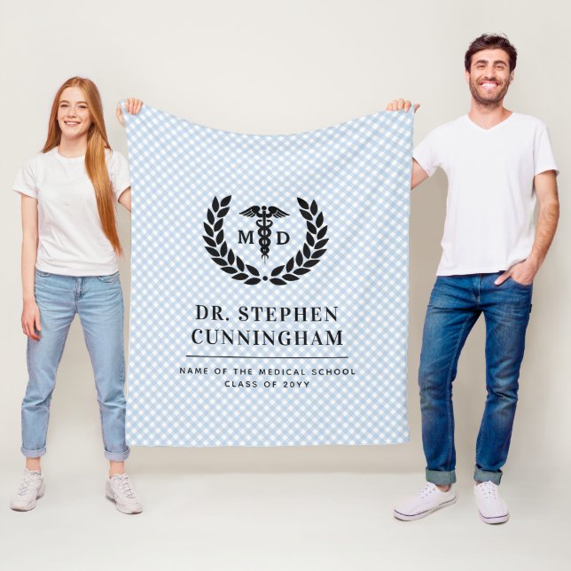 Modern MD Doctor of Medicine Med School Graduation Fleece Blanket (In Situ)