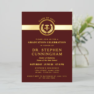 Modern MD Doctor of Medicine Med School Graduation Foil Invitation