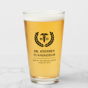 Modern MD Doctor of Medicine Med School Graduation Glass
