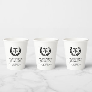 Modern MD Doctor of Medicine Med School Graduation Paper Cups
