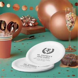 Modern MD Doctor of Medicine Med School Graduation Paper Plates